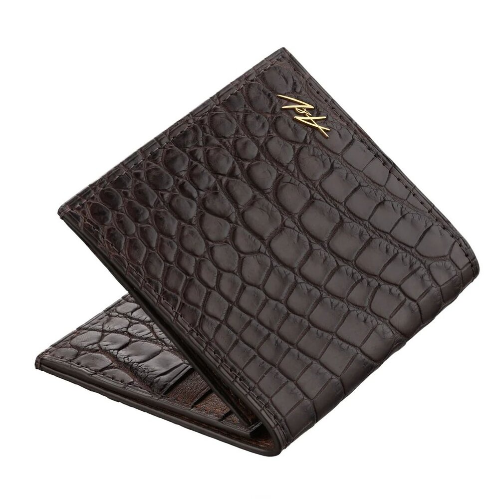 Luxury Alligator Leather Wallet – Handmade Slim Minimalist Brown Wallet